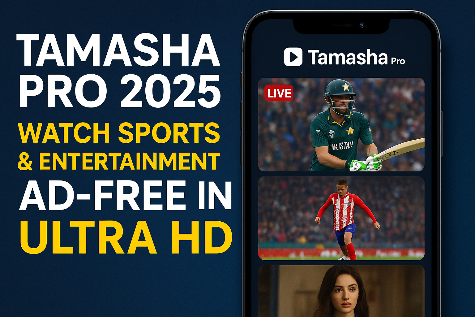 Tamasha Pro 2025 Watch Sports & Entertainment Ad-Free in Ultra HD